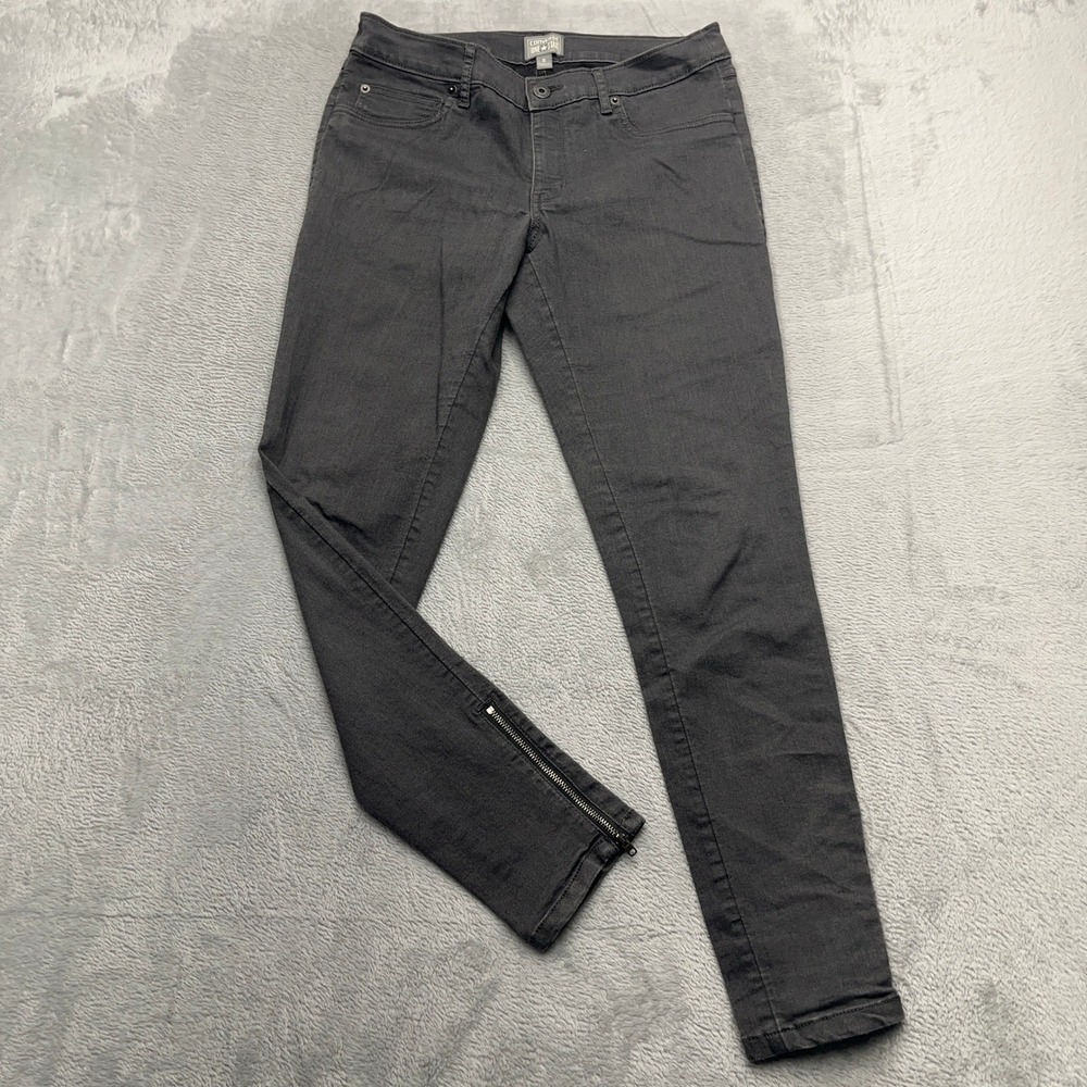 Converse One Star Skinny Leg Jeans Womens 8 Gray Denim Cotton Stretch Ankle Zip